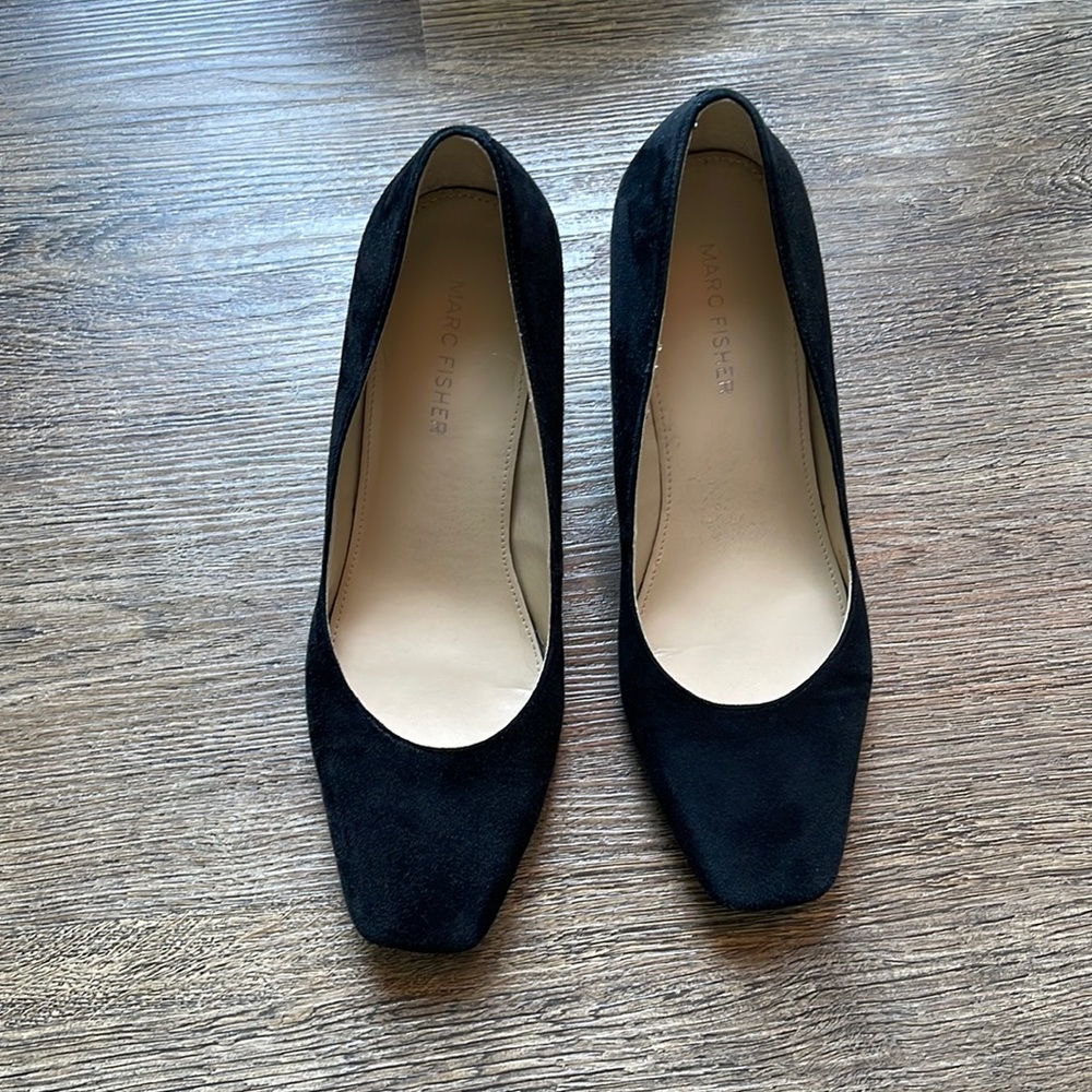 Marc Fisher Black Heel Square Toe 7.5